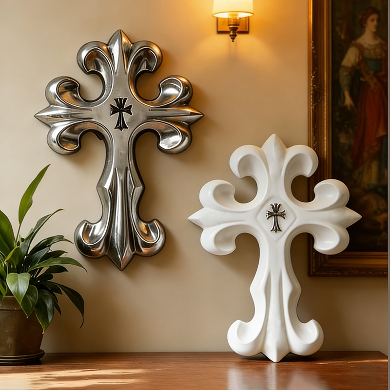 Resin Art Sculptures - Retro Cross Wall Decor Gothic Style
