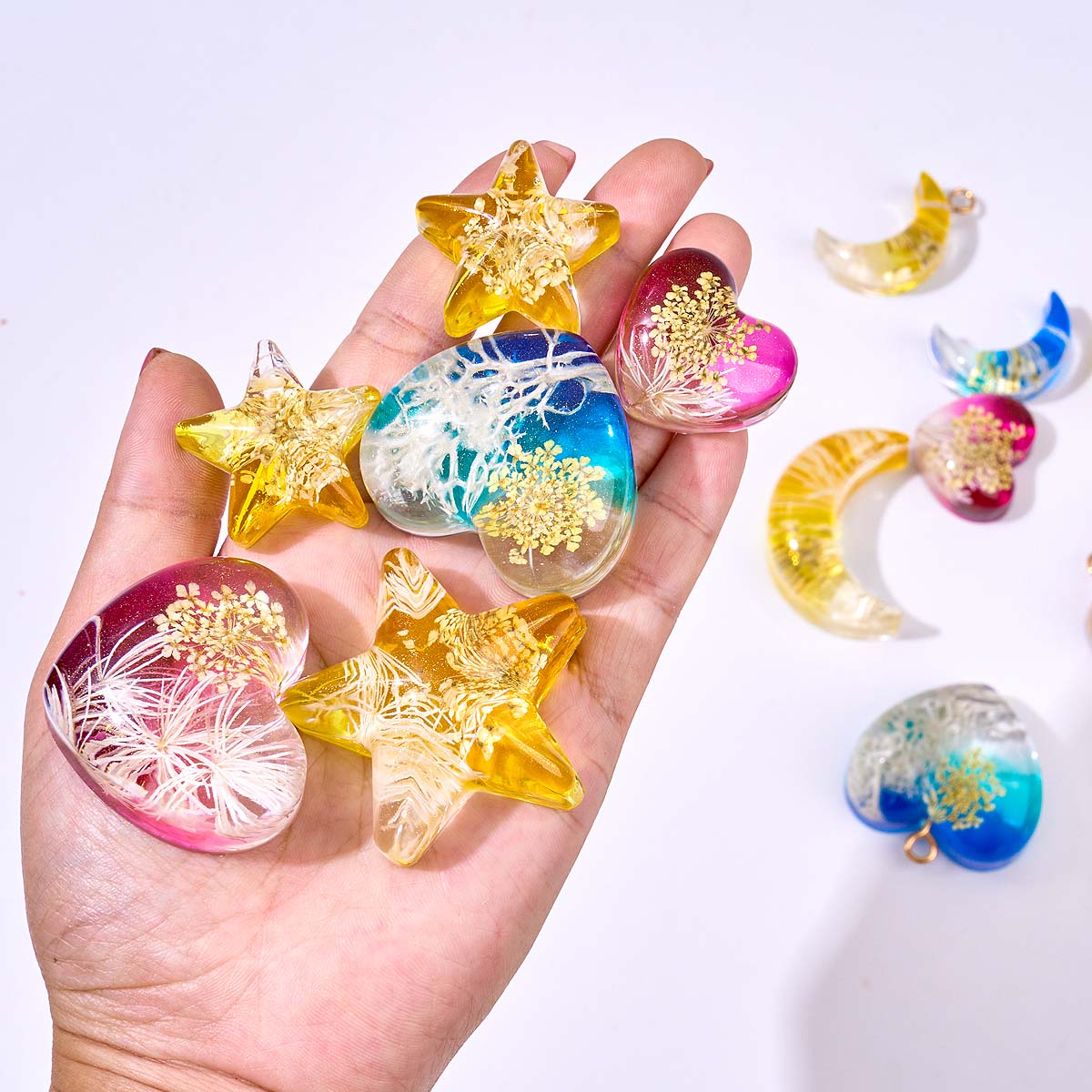 Heart Star Moon Pendant Silico - đánh giá và giá Resin Art Epoxy